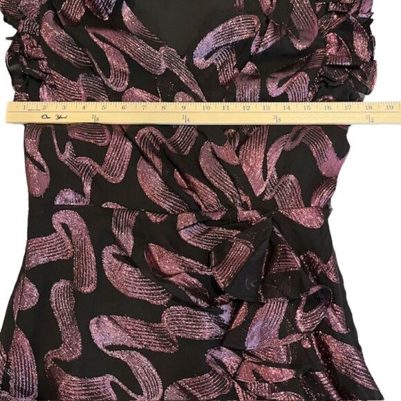 Rebecca Taylor Silk Sleeveless Ribbon Lurex Jacquard Dress Black Pink Size 6/8 - Picture 12 of 14
